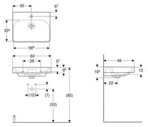 Geberit 500.229.01.1 - Závěsné umyvadlo Smyle Square 60x48 cm keramika/bílá