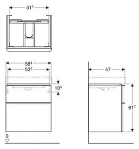 Geberit 500.352.00.1 - Koup. skříňka pod umyv. Smyle Square 59x62x47 cm bílá