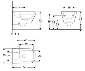 Geberit 500.208.01.1 - Závěsné WC Rimfree Smyle Square keramika/bílá