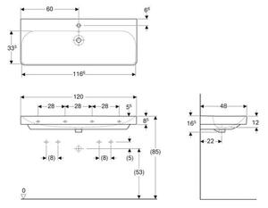 Geberit 500.226.01.1 - Závěsné umyvadlo Smyle Square 120x48 cm keramika/bílá