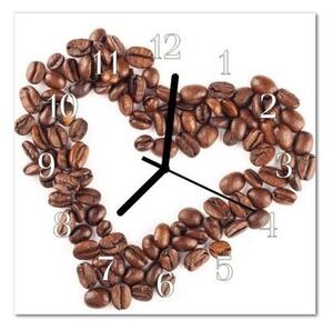 Nástěnné hodiny 30x30cm srdce ze zrn kávy - plexi