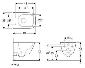 Geberit 500.379.01.1 - Závěsné WC Rimfree Smyle Square keramika/bílá