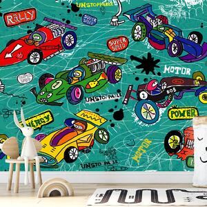 Fototapeta - Závodní auta, ilustrace (245x170 cm)