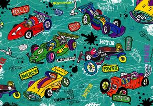 Fototapeta - Závodní auta, ilustrace (245x170 cm)