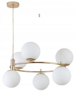 ZÁVĚSNÉ STROPNÍ SVÍTIDLO LUSTR KOULE zlatá MODERNÍ LED mléčná