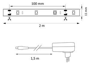 LED RGB Stmívatelný pásek MAGIC 2 m LED/12W/230V + DO