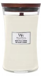 WoodWick vonná svíčka s dřevěným knotem velká White Tea & Jasmine 609g