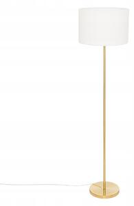 Stojací lampa zlatá s bílým stínidlem vysoká 150 cm do obýváku jídelny