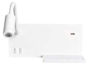 LED Nástěnné svítidlo SHELF LED/4W+LED/5W+LED/2W/230V + USB port bílá