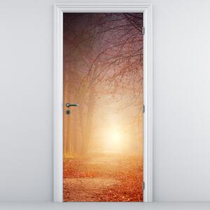 Fototapeta na dveře - Podzimní les v mlze (95x205cm)