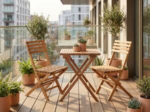 Zahradní a balkónový set Cuenca, skládací, teak, 60 × 60 × 75 cm – House Nordic