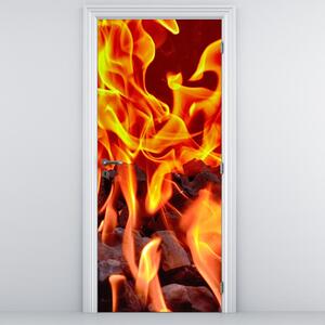 Fototapeta na dveře - Hořící uhlíky (95x205cm)