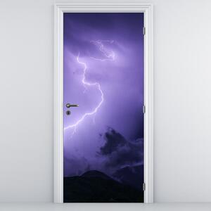 Fototapeta na dveře - Fialová obloha a blesk (95x205cm)