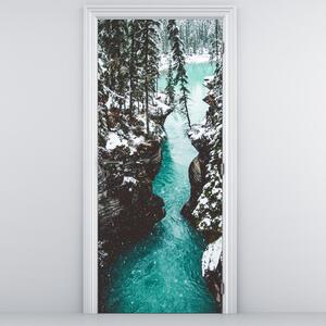 Fototapeta na dveře - Horská řeka v zimě (95x205cm)