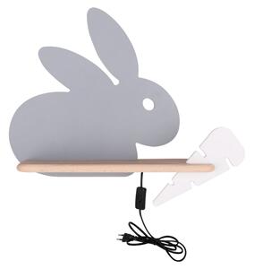 LED Dětské nástěnné svítidlo s poličkou RABBIT LED/4W/230V šedá/bílá/dřevo