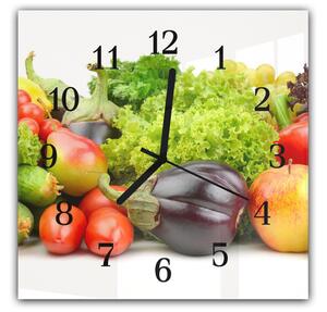 Nástěnné hodiny 30x30cm barevná čerstvá zelenina - plexi
