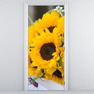 Fototapeta na dveře - Svatební kytice ze slunečnic (95x205cm)