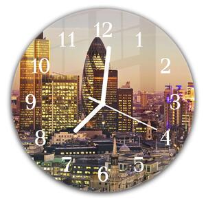 Nástěnné hodiny kulaté pr.30cm město Londýn v západu slunce - plexi