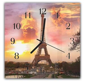 Nástěnné hodiny 30x30cm město Paříž a Eiffelová věž - plexi