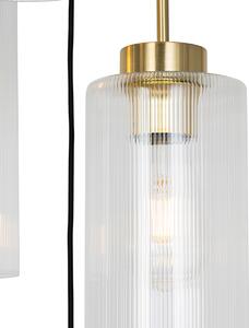 Art Deco závěsná lampa zlatá se sklem 7-světel - Laura