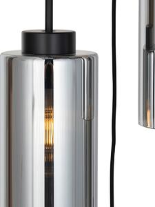 Art Deco závěsná lampa černá s kouřovým sklem 7-světlo - Laura