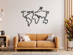 Drevko Minimalistický obraz Mapa světa - line art
