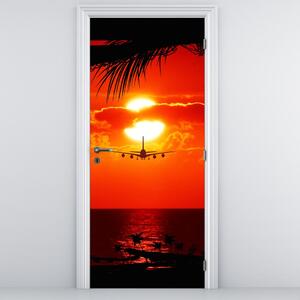 Fototapeta na dveře - Západ slunce s letadlem (95x205cm)