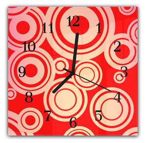 Nástěnné hodiny 30x30cm červený retro vzor - plexi