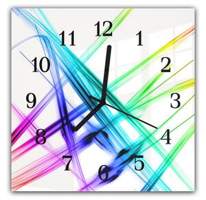 Nástěnné hodiny 30x30cm abstraktní barevné paprsky - plexi