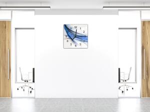 Nástěnné hodiny 30x30cm modrá abstraktní vlna na bílém pozadí - plexi