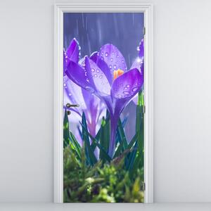 Fototapeta na dveře - Květiny v dešti (95x205cm)