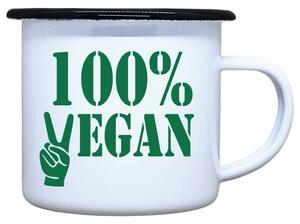 Smaltovaný plecháček s potiskem 100% Vegan Objem: 330 ml