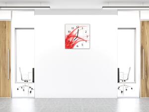 Nástěnné hodiny 30x30cm červeny abstrakt na bílém - plexi