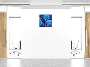 Nástěnné hodiny 30x30cm kulatý vzor modrý abstrakt - plexi