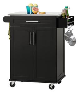 SoBuy FKW110-SCH Kuchyňský vozík Servírovací vozík Boční vozík Černý 80x90x46cm