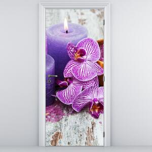 Fototapeta na dveře - Orchideje a svíčky (95x205cm)
