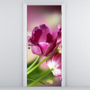 Fototapeta na dveře - Růžové tulipány (95x205cm)