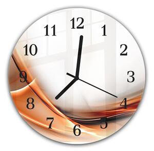 Nástěnné hodiny kulaté pr.30cm abstraktní oranžová vlna - plexi