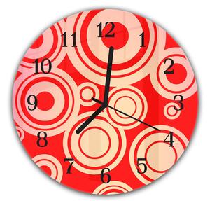 Nástěnné hodiny kulaté pr.30cm abstraktní červené retro - plexi