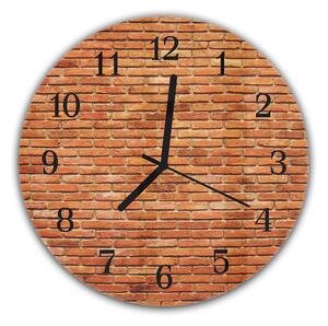 Nástěnné hodiny kulaté pr.30cm červená cihla zeď - plexi