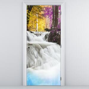 Fototapeta na dveře - Erawan, vodopád v lese (95x205cm)