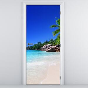 Fototapeta na dveře - Pláž na ostrově Praslin (95x205cm)