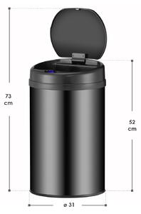 Kulatý odpadkový koš se senzorem - 30 L - černý