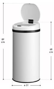 Kulatý odpadkový koš se senzorem - 40 L - bílý