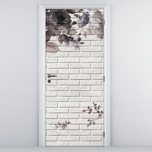 Fototapeta na dveře - Zeď s kyticí (95x205cm)