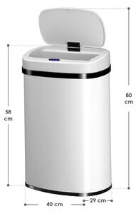 Čtvercový odpadkový koš se senzorem - 50 L - bílá