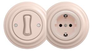 Kliklap - Retro jednopól vypínač č. 1 a zásuvka SCHUKO 230V s rámečkem starorůž