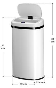 Čtvercový odpadkový koš se senzorem - 60 L - bílá