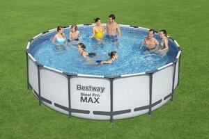 Bestway Kulatý nadzemní bazén Steel Pro MAX s kartušovou filtrací, schůdky a plachtou