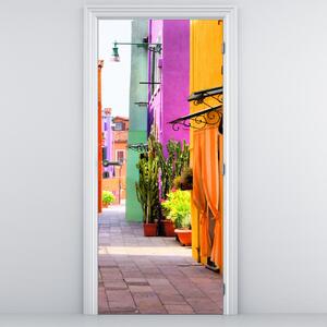 Fototapeta na dveře - Barevná italská ulička (95x205cm)